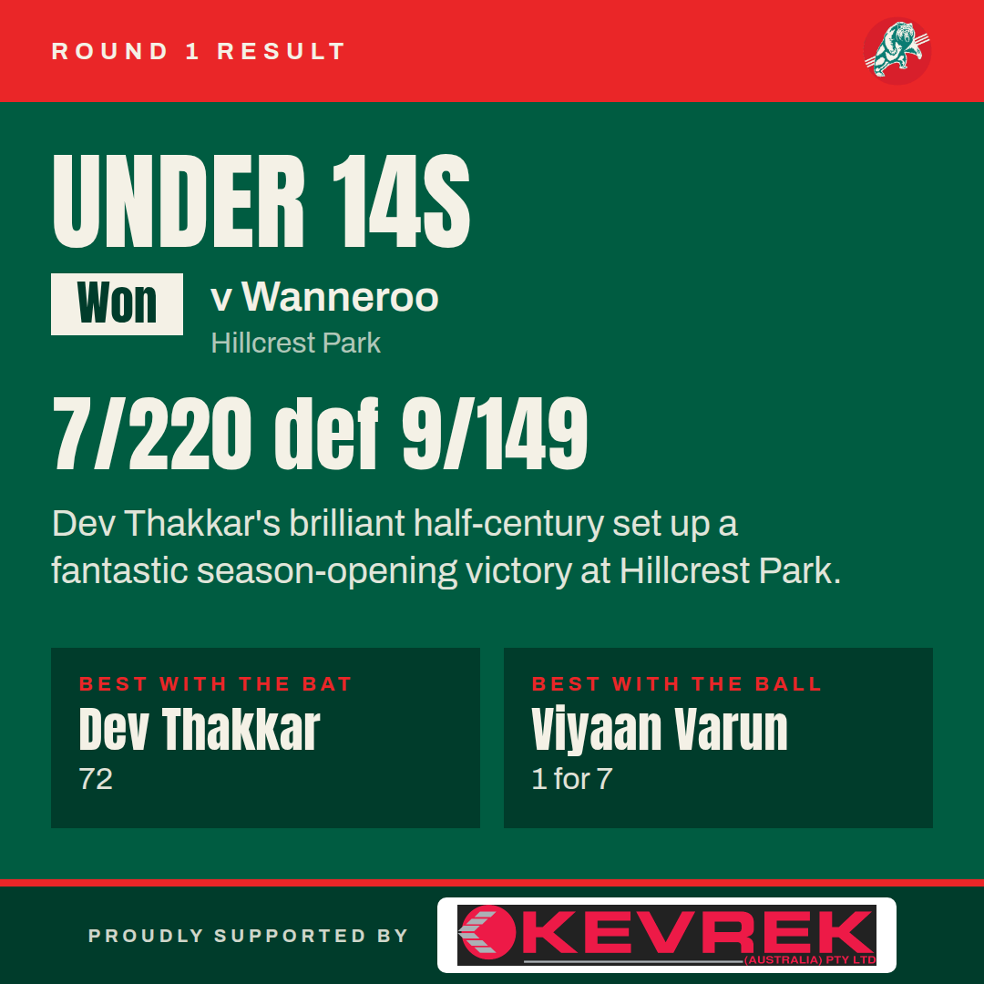 Graham McKenzie Shield (Male Under 14s) v Wanneroo — Bayswater-Morley won by 71 runs
